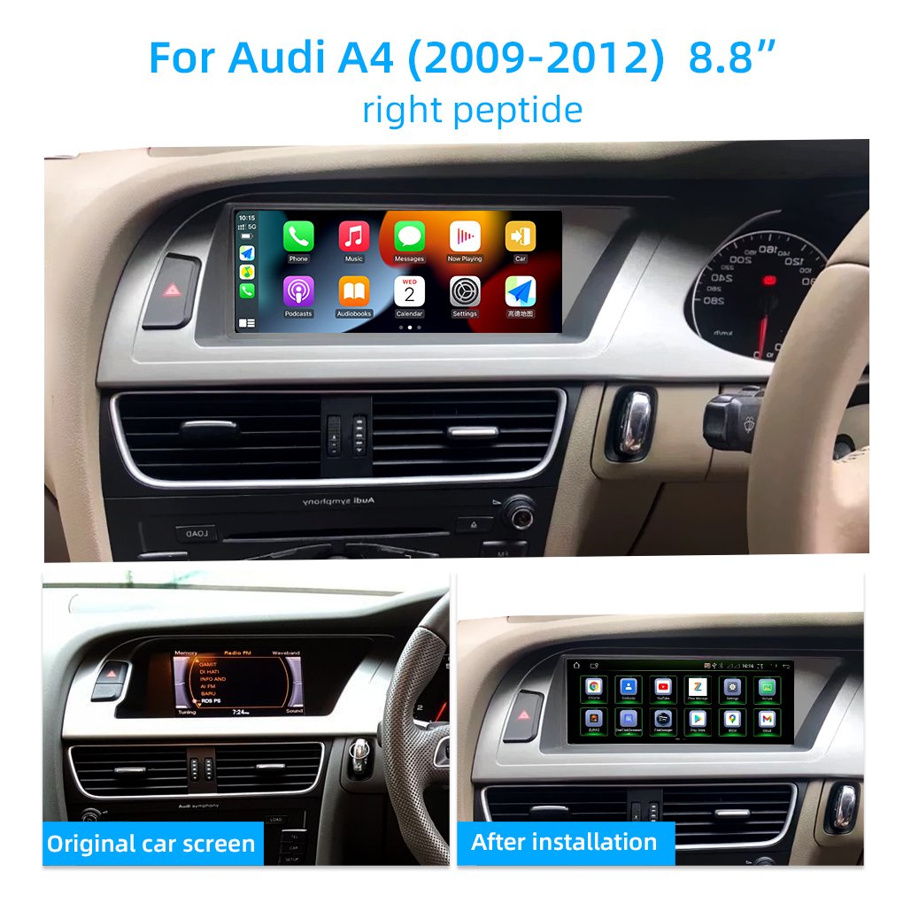 RHD Android 14 8 Core GPS Multimedia Player for Audi A4 A4L B8 09-12 Car Video Radio Stereo System CARPLAY 4G WIFI