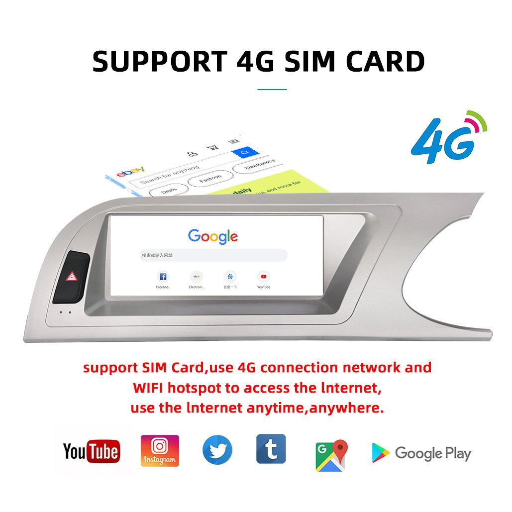RHD Android 14 8 Core GPS Multimedia Player for Audi A4 A4L B8 09-12 Car Video Radio Stereo System CARPLAY 4G WIFI