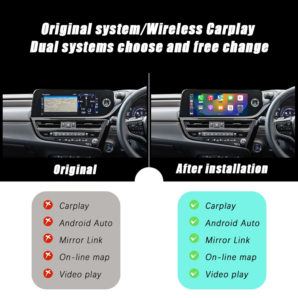 CZT-AUTO Wireless CarPlay And Android Auto For Lexus ES Series Remote Touch 2018-2022 8"/10.3" Screen Plug And Play