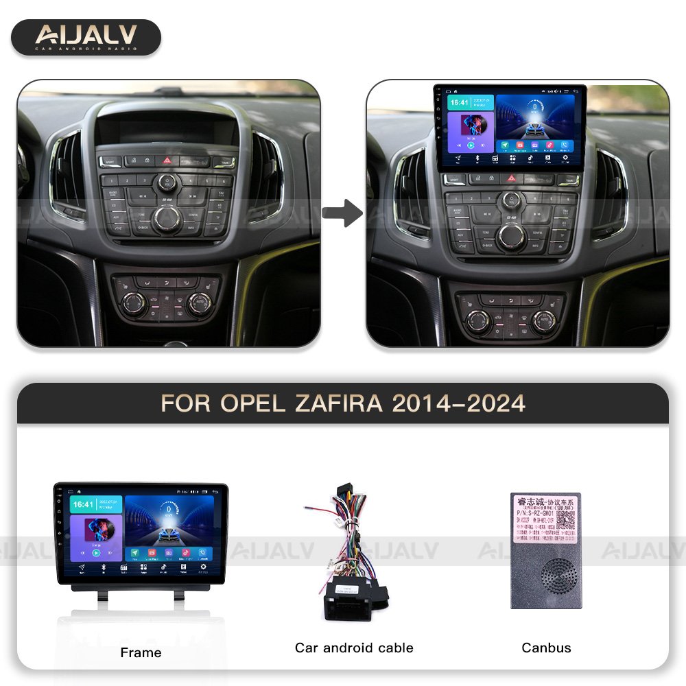 For OPEL zafira 2014-2024 Matt Black 9 Inch car DVD Stereo Frame Plate Adapter Mounting Dash Car Radio Fascia Auto Parts