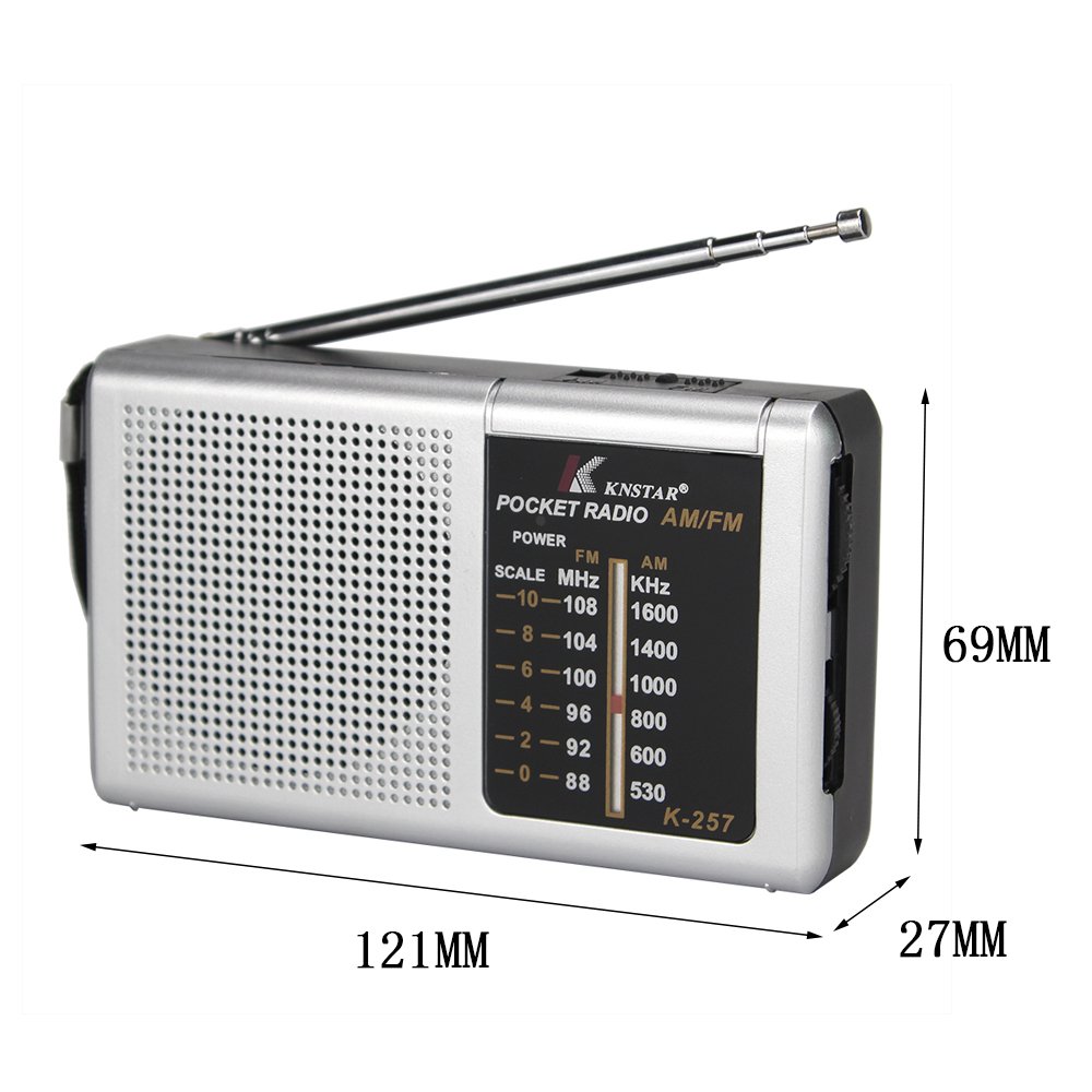 Silver and black color radio dc 3v radio fm am two band radio K-257