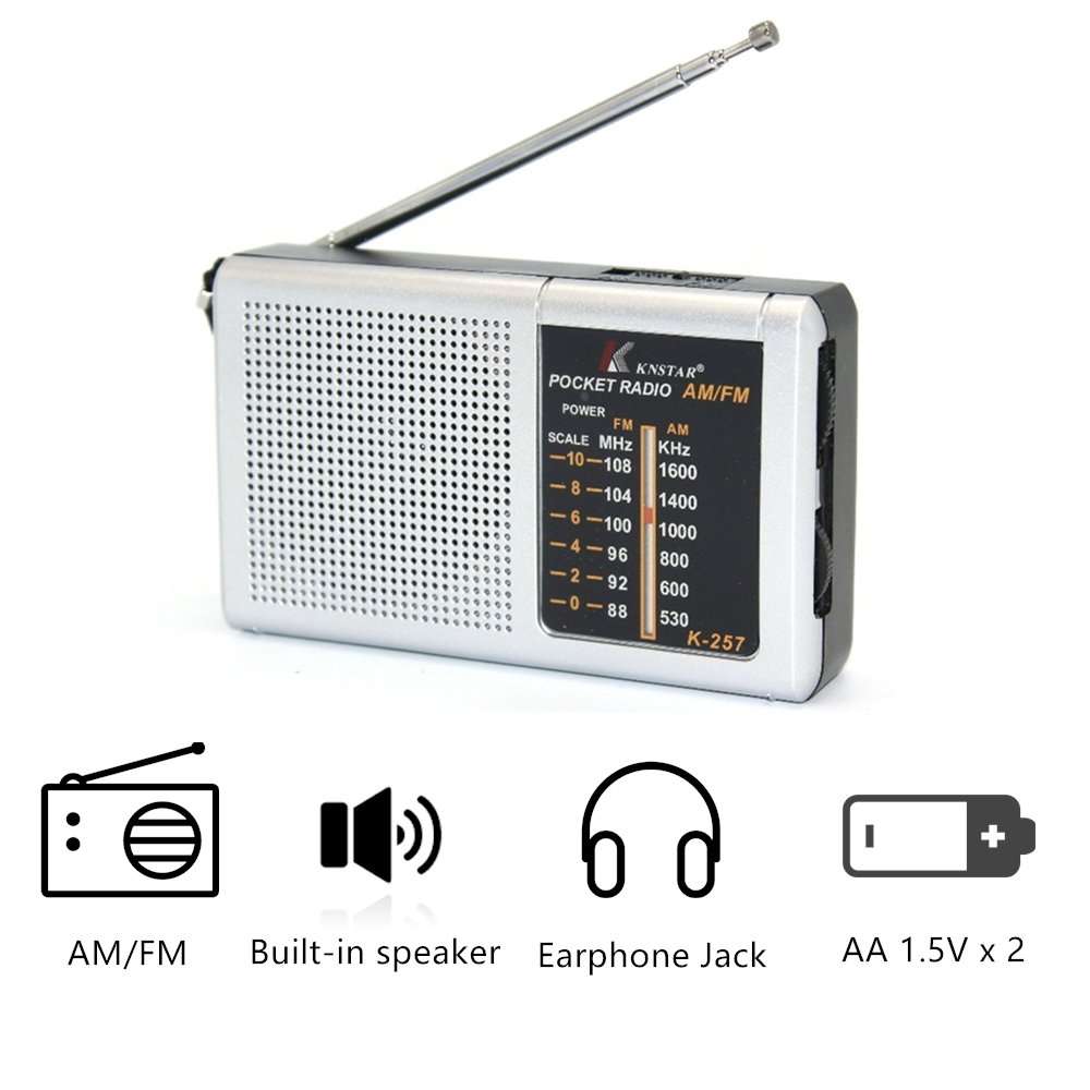 Silver and black color radio dc 3v radio fm am two band radio K-257