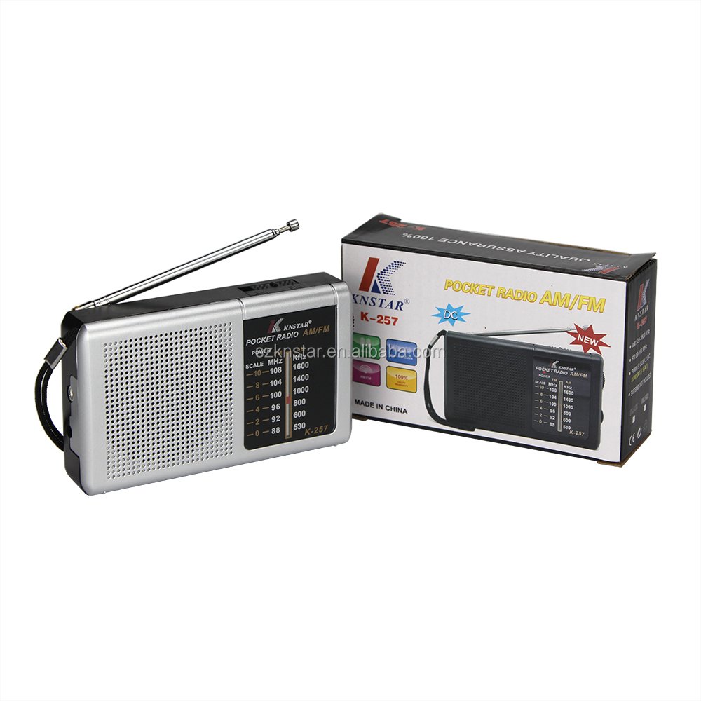 Silver and black color radio dc 3v radio fm am two band radio K-257
