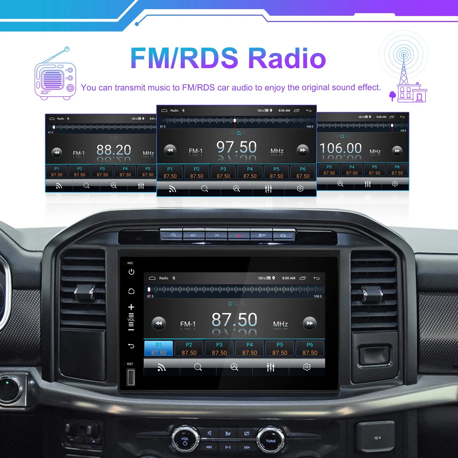 Android 13 Car Radio Autoradio 7" 2+64GB Car Stereo Carplay Android Auto GPS WiFi BT RDS For Ford F150 2004-2008