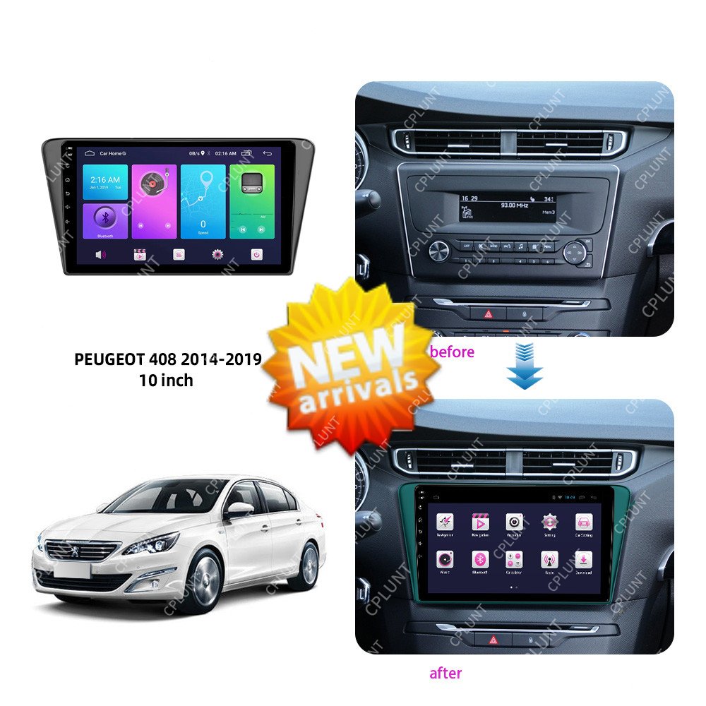 Car DVD Player Frame FOR PEUGEOT 408 2014-2019 10 inch Touch screen Android radio Farme stereo
