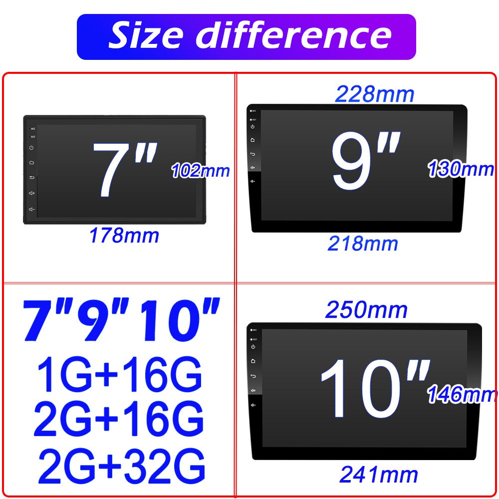 Autoradio Big Screen Audio Video System Double Din Digital Touch Screen Stereo Car Radio