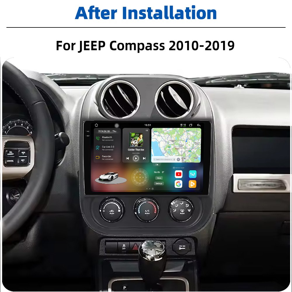 6+128GB 9.5 Inch Android 13 Car Radio Autoradio GPS Navigation 2DIN Auto Stereo Car DVD Player For JEEP Compass 2010-2019