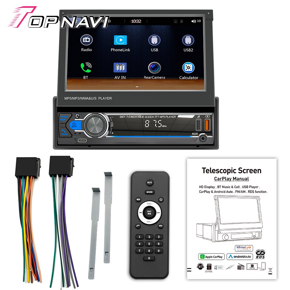 Autoradio 7inch Retractable Car TV Stereo Mp5 Video Player Portable DVD Player For Car