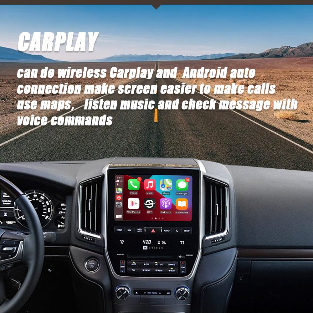 CZT-AUTO Wireless Apple Carplay Interface For Land Cruiser LC200 2015-2021Mirror Link Radio CarPlay Android Auto Navigation Plug
