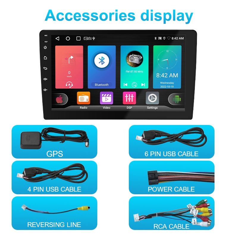 US warehouse 2 din fm gps touch screen android car dvd player 10 inch with 2GB 64GB