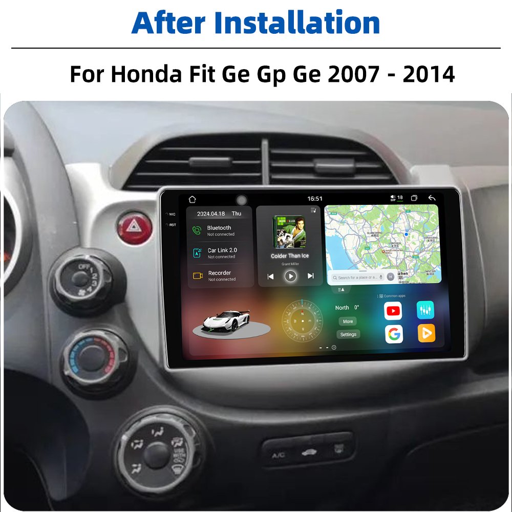 QLED 2K 2000*1000 Touch Screen Android 13 Car Radio For Honda Fit Ge Gp Gg 2007 - 2014 Carplay Auto Stereo Gps Navigation
