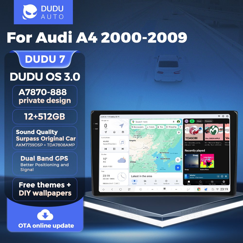 DUDU7 Car Multimedia Radio Stereo Android 13 For Audi A4 II 2 B6 III 3 B7 2000-2009 S4 2002-2008 RS4 2005-2009