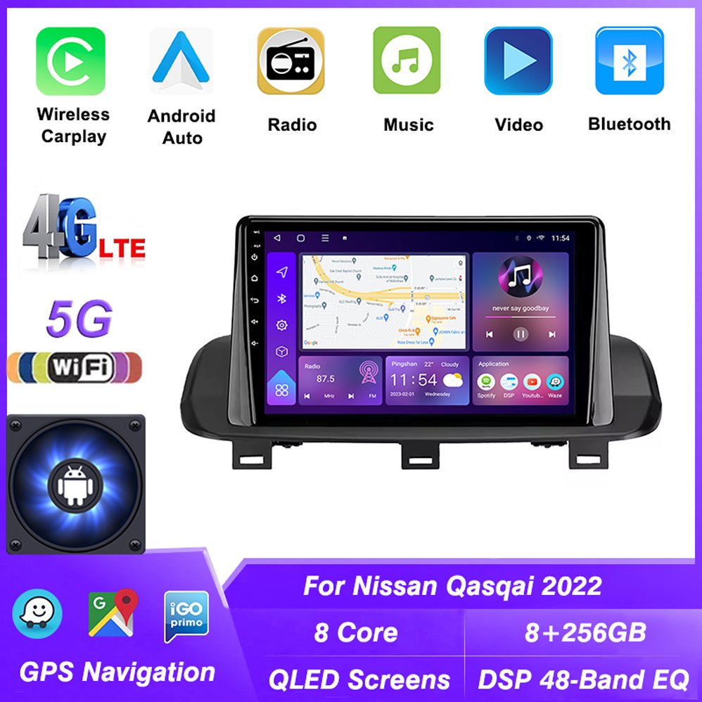 Android 13 Carplay 2 DIN Radio For Nissan Qashqai 2022 Multimedia Carplay Stereo Car GPS Navigation Head Unit Video Player