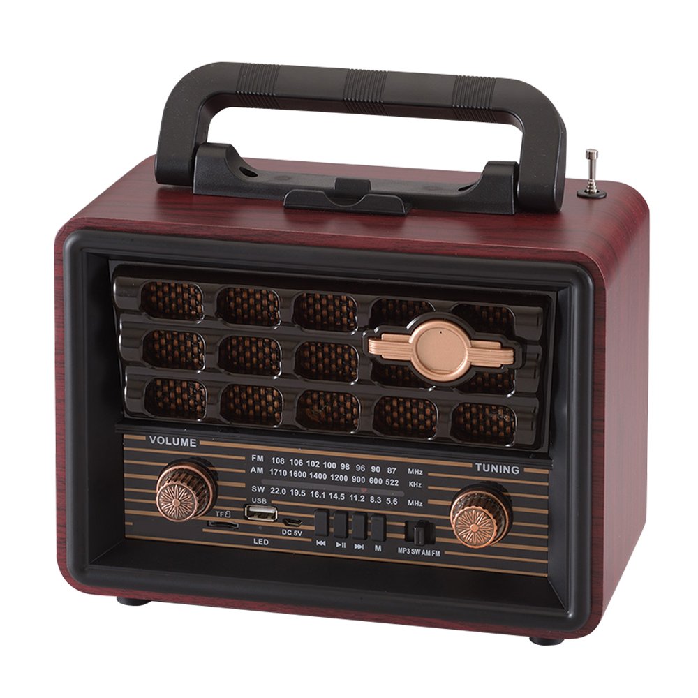 1200 MAH Classic Vintage Retro Radio FM AM SW 3 Band Rechargeable Radio With USB SD TF Mp3 Player Wooden Radio
