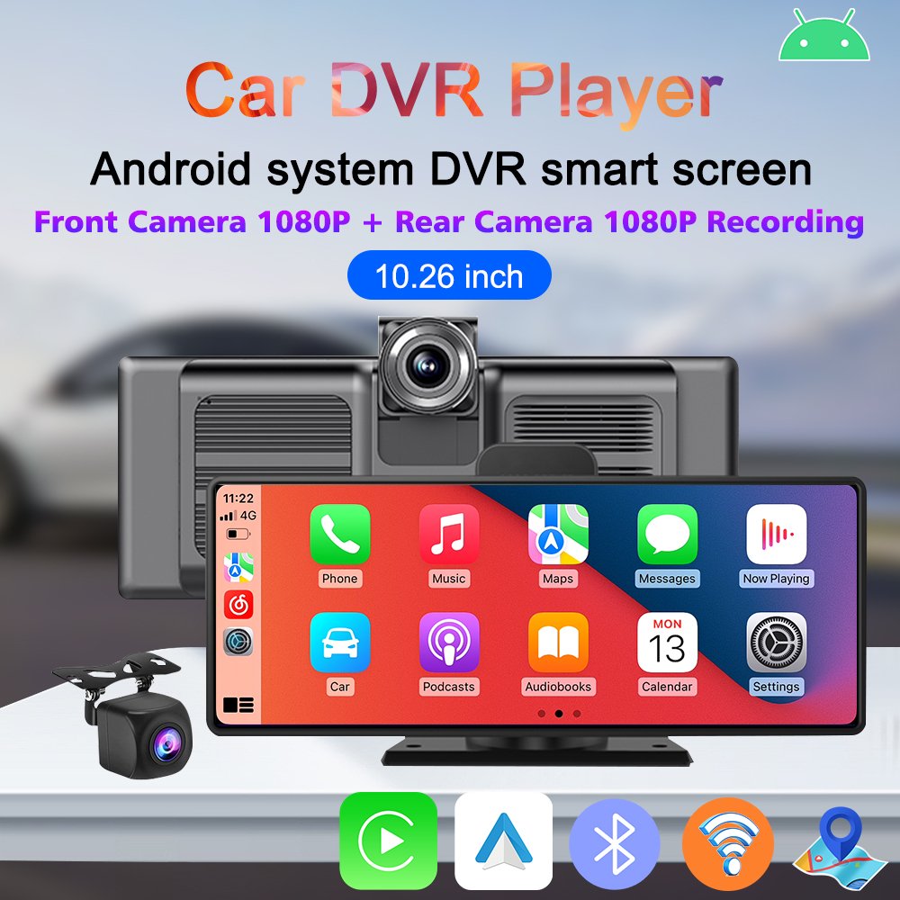 TOPNAVI 10.26 Inch Car DVD Player Multimedia Entertainment System Radio Tuner Universal Wireless Dashboard Support Carplay