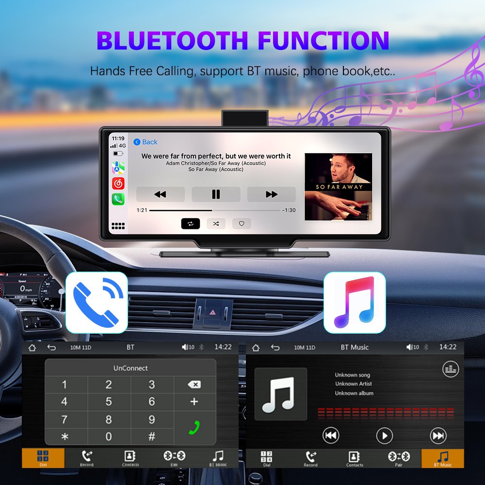 TOPNAVI 10.26 Inch Car DVD Player Multimedia Entertainment System Radio Tuner Universal Wireless Dashboard Support Carplay