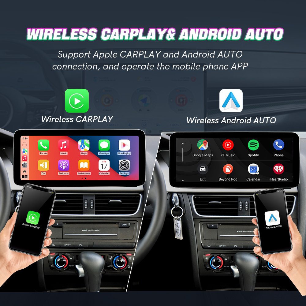 Zlh 12.3 Inch 1920*720P Android 13 Screen Car AUTO Carplay For Audi Q5 2009 2016 2017 Multimedia Radio Wifl 4G Gps Fm Bt