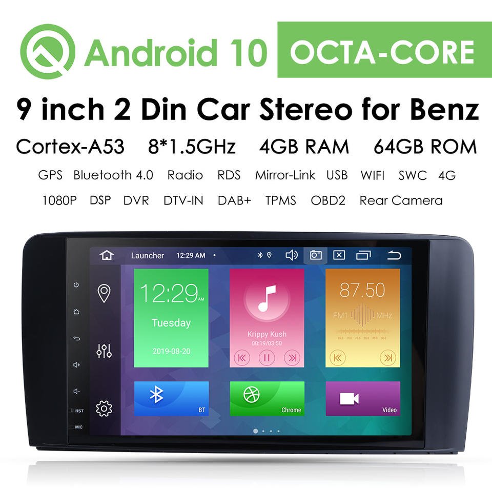 iPoster hot seller 9 inch double din 4+64G suitable for Mercedes Benz ML-Class W164 auto navigation with car radio player
