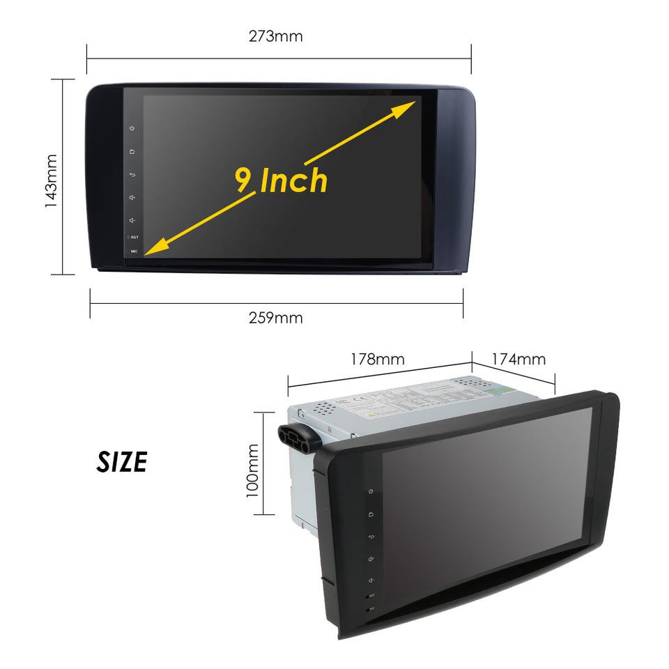 iPoster hot seller 9 inch double din 4+64G suitable for Mercedes Benz ML-Class W164 auto navigation with car radio player
