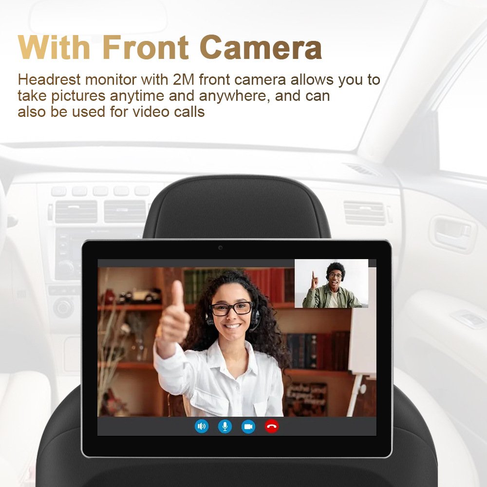 2024 Latest 10 Inch Touch Screen Headrest Monitor Android 11 Bluetooth Rear View Mirror Compatible Multimedia Car DVD Player Car