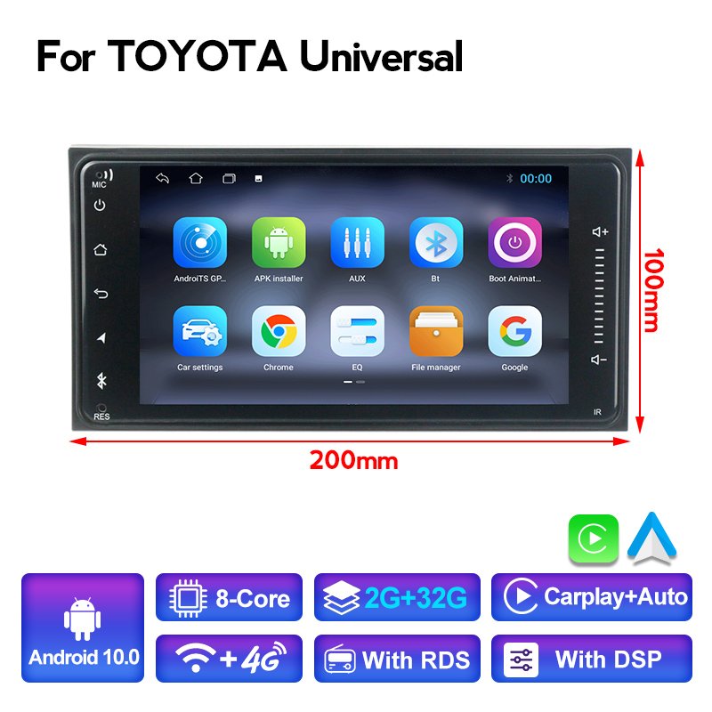 Navifly 8-Core DSP Android 10.0 Universal Car GPS Navigation Radio For Toyota Camry Alphard Echo Rush Allion Auris Celica Yaris