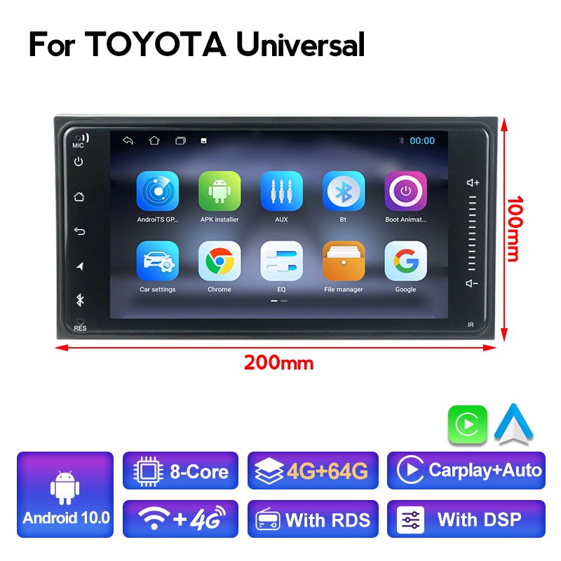Navifly 8-Core DSP Android 10.0 Universal Car GPS Navigation Radio For Toyota Camry Alphard Echo Rush Allion Auris Celica Yaris