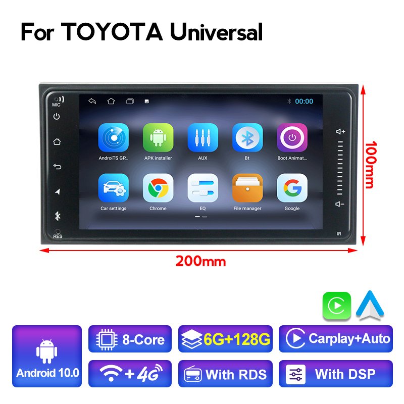 Navifly 8-Core DSP Android 10.0 Universal Car GPS Navigation Radio For Toyota Camry Alphard Echo Rush Allion Auris Celica Yaris