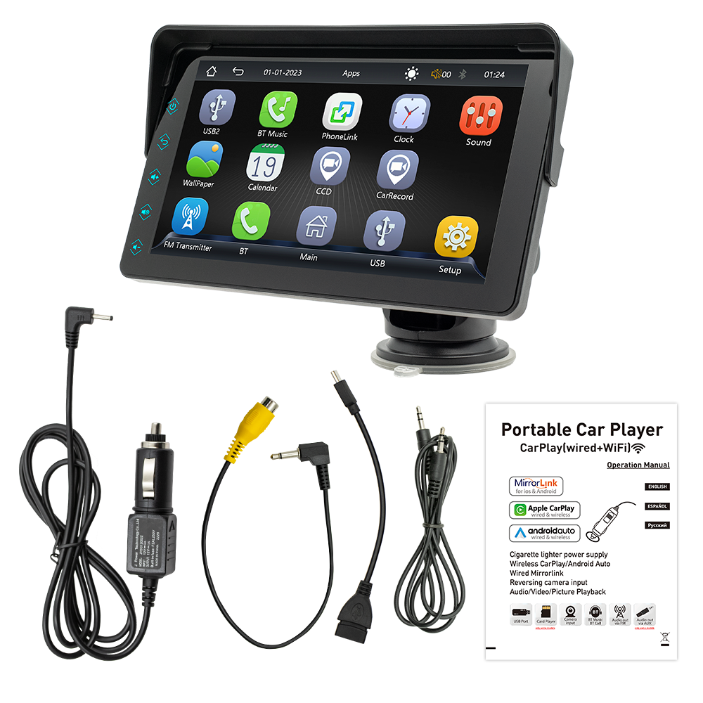 Smart Car Dvd Player 7 Inch Touch Carplay Screen with 5G Wifi 7 Inch Car Stereo Radio Fm Audio Mp5 Player for Universal Auto