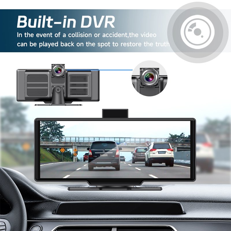 10.26 Inch Touch Screen Rearview CarPlay Android Auto Wireless CarPlay Car Radio Portable Carplay Screen Car Radio MP5 Player