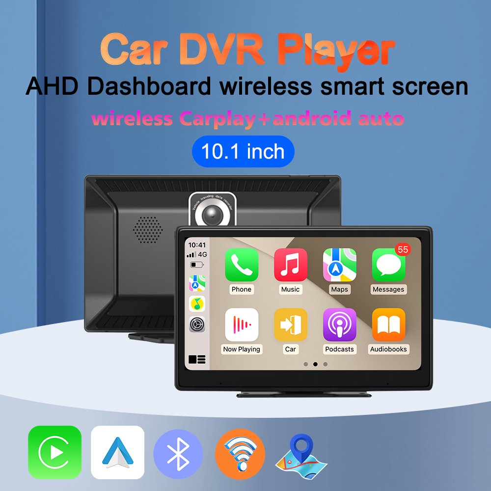 10 Inch Portable IPS Touch Screen Car Multimedia Player Universal Android Auto Radio With Dashcam Portable CarPlay Display