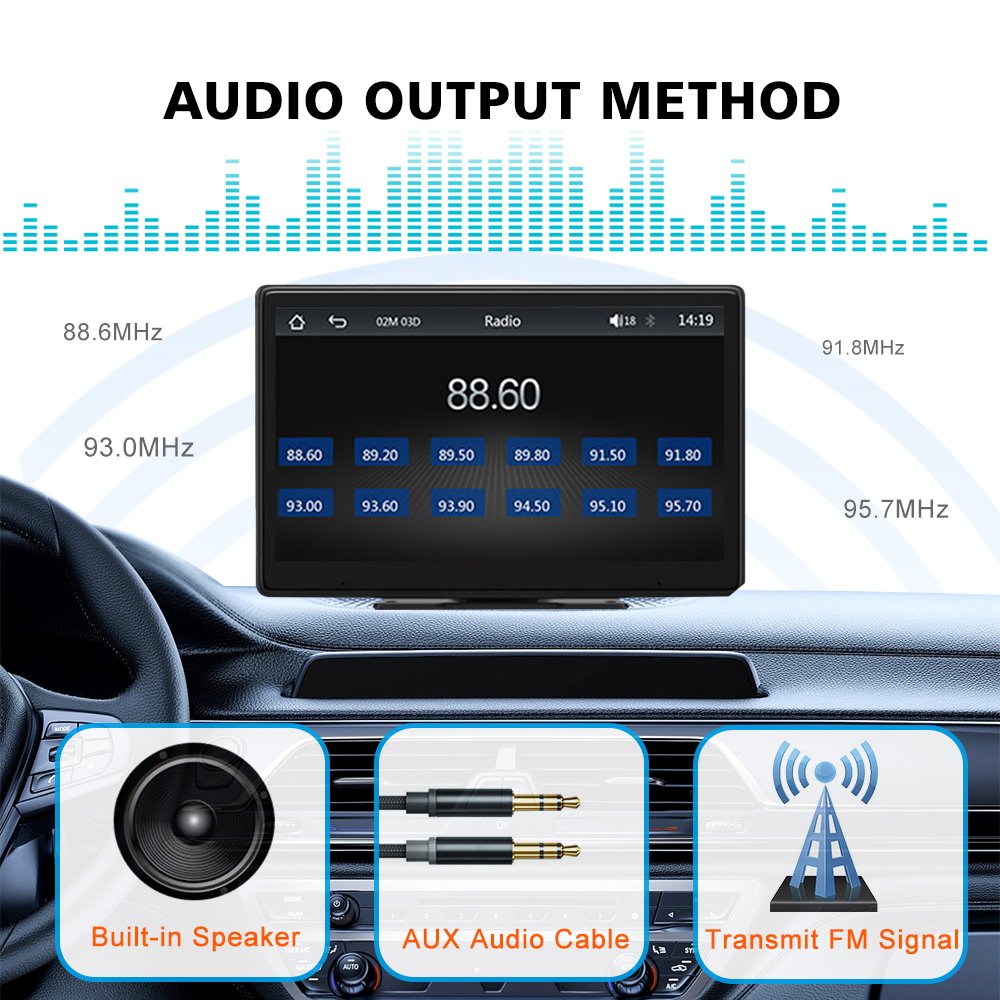 10 Inch Portable IPS Touch Screen Car Multimedia Player Universal Android Auto Radio With Dashcam Portable CarPlay Display