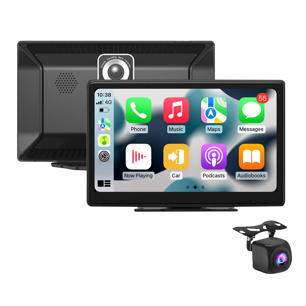 10 Inch Portable IPS Touch Screen Car Multimedia Player Universal Android Auto Radio With Dashcam Portable CarPlay Display