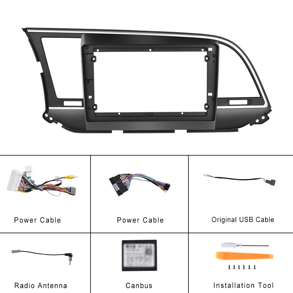 Podofo 2 Din 9'' Android Dashboard Car Radio Frame Special Kit For Hyundai ELANTRA 2016 Damage-free Kit Car Fascia