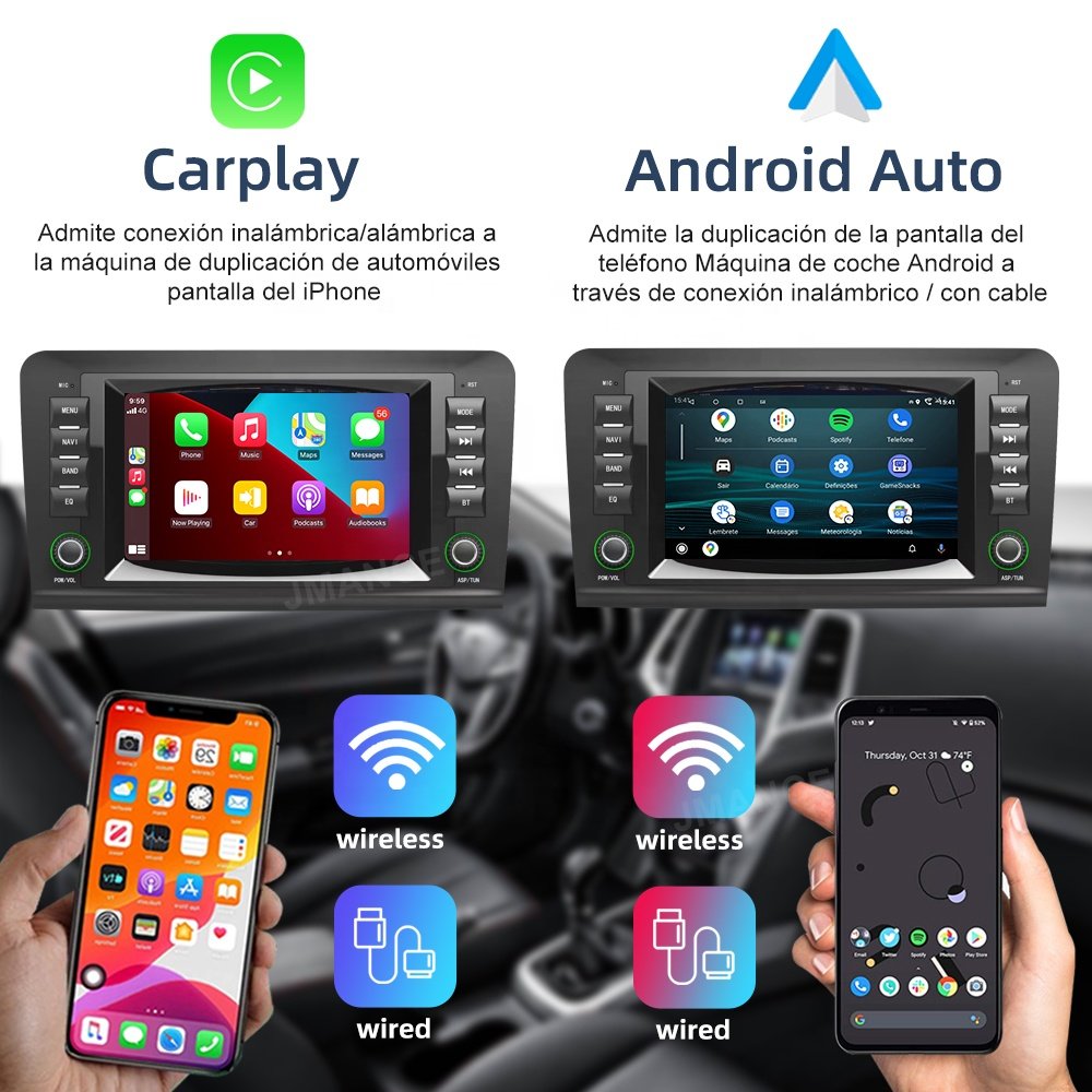 Jmance 8" Autoradio Gps Navigation For Mercedes Benz Ml-Class W164 2005-2012 Frame Android Auto Carplay 2 Din Car Radio
