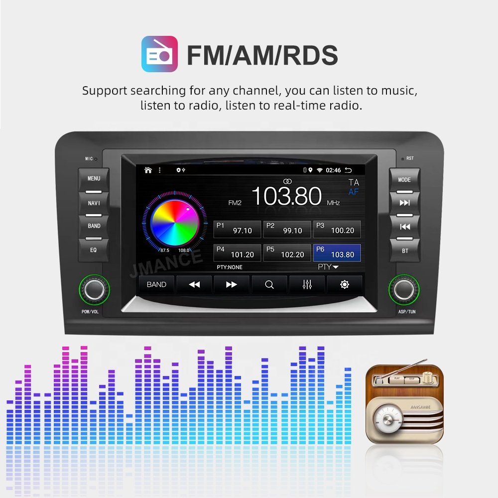 Jmance 8" Autoradio Gps Navigation For Mercedes Benz Ml-Class W164 2005-2012 Frame Android Auto Carplay 2 Din Car Radio
