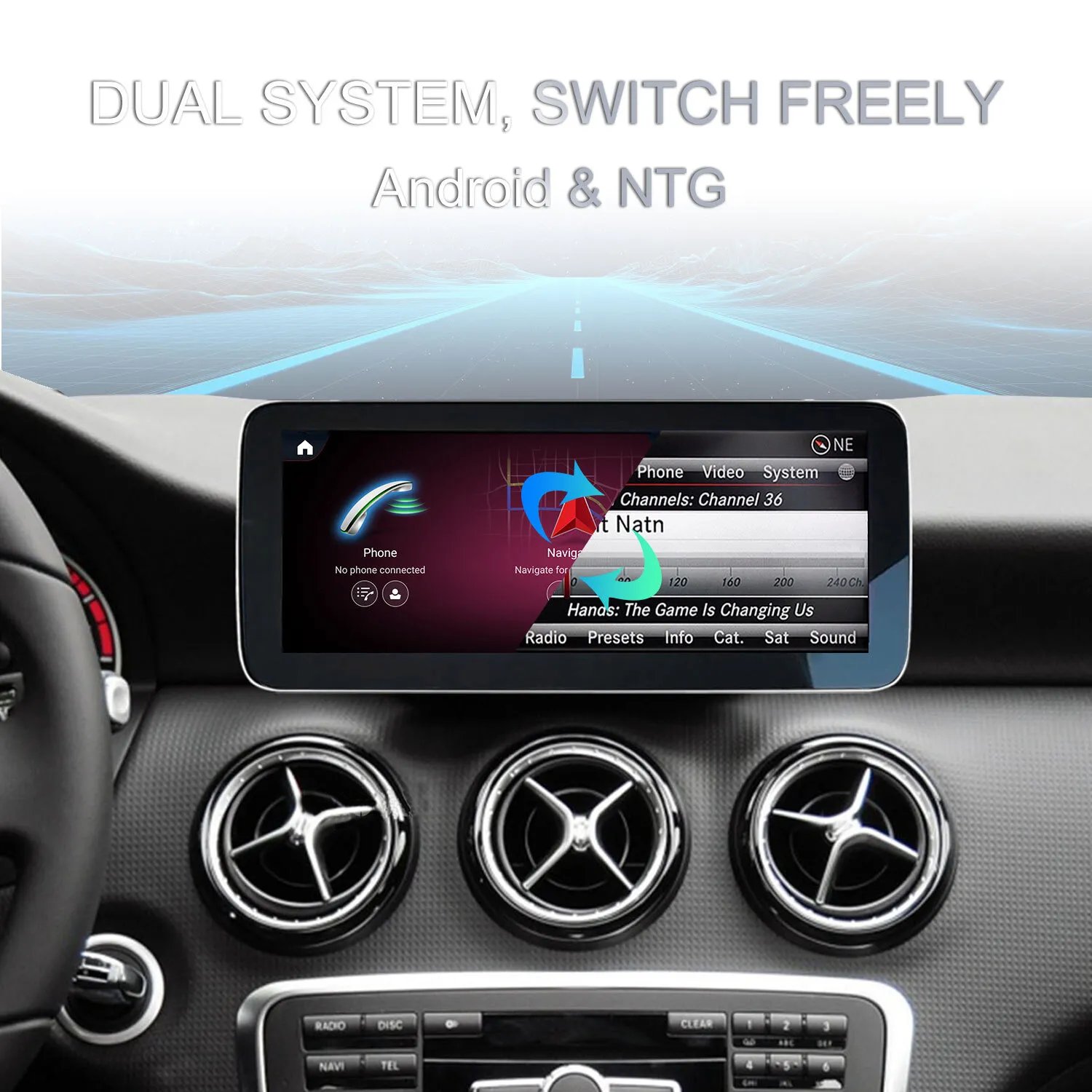 Spot Goods 10.25" 2+32g Android13 car radio dvd player autoradio touch screen for Mercedes Benz GLA CLA A Class 2013-2015 NTG4.5