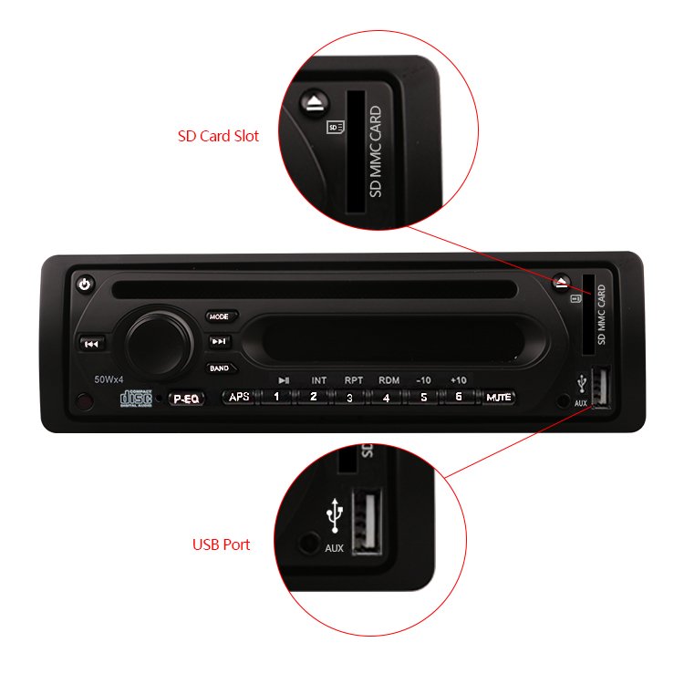 ViewTech Manufacturer Car Bus Universal Single Din Stereo Radio DC 24V DVD Mp3 Player BT USB FM Display