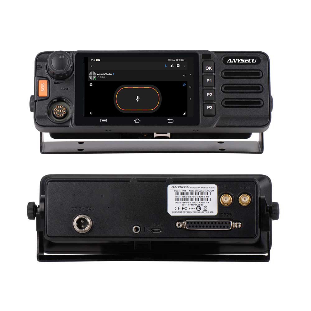 Anysecu 4G Wifi LTE POC Car Radio W9 EU Version TM-9 Mobile Radio Dual Band Walkie Talkie Vehicle Mounted Zello Radio