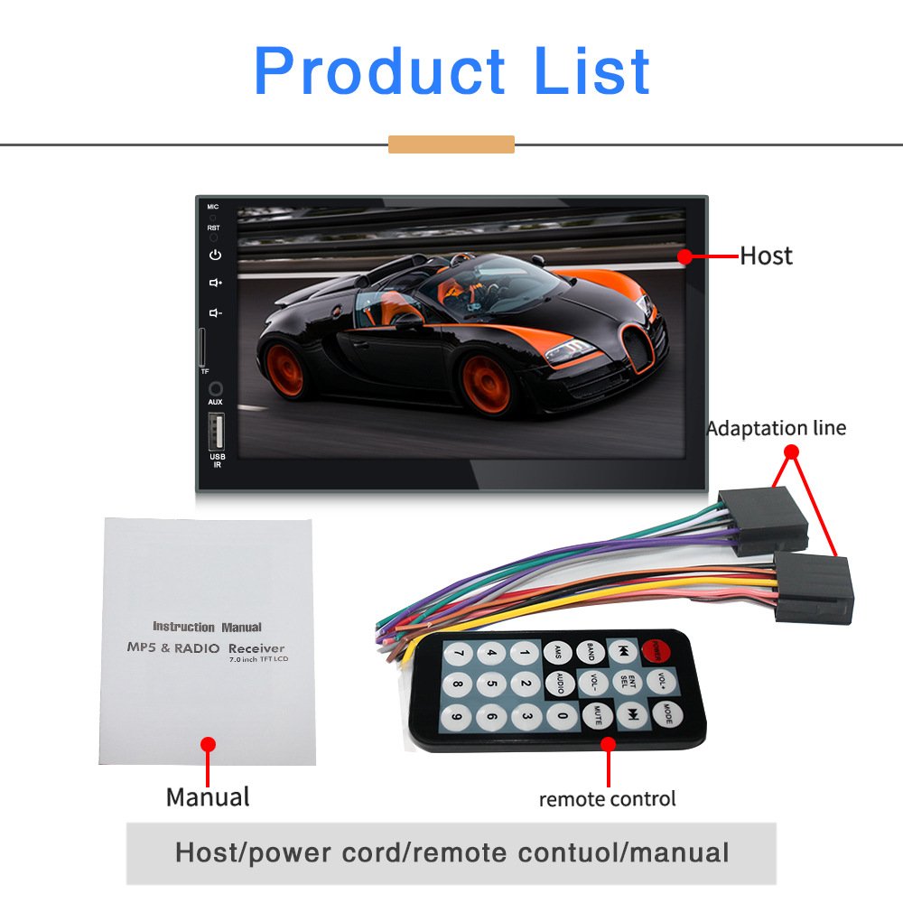 universal 2 Din 7 inch build in auto radio remote control android MP5 DVD player car stereo
