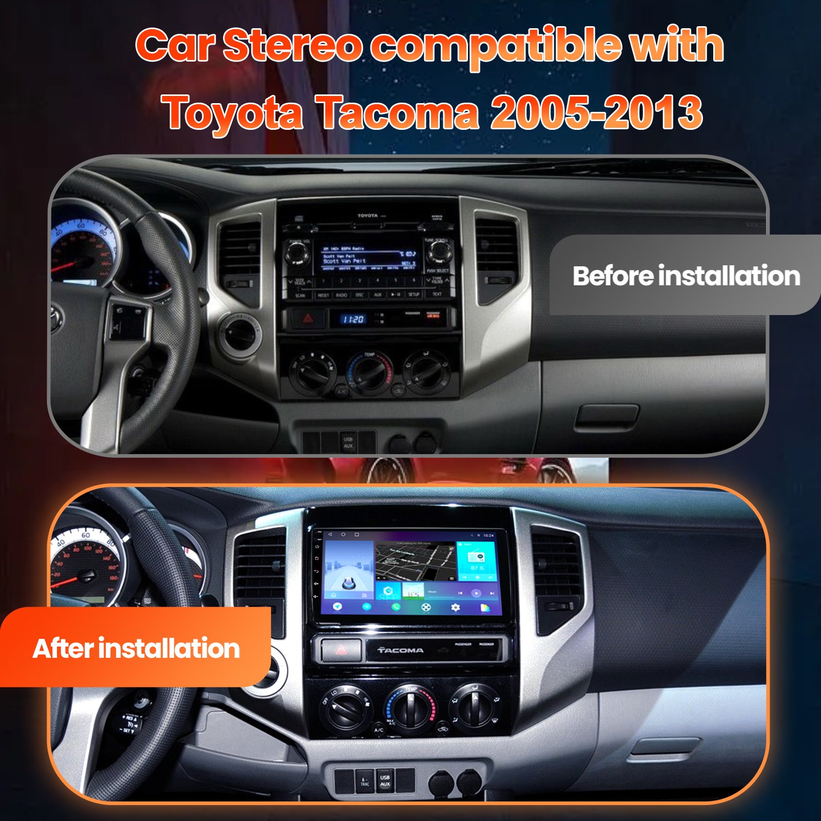 Toyota Tacoma Radio Manufacturer 4 Core 2+64g Android 13.0 Universal Car Radio 2005-2013 GPS Navigation Multimedia Player