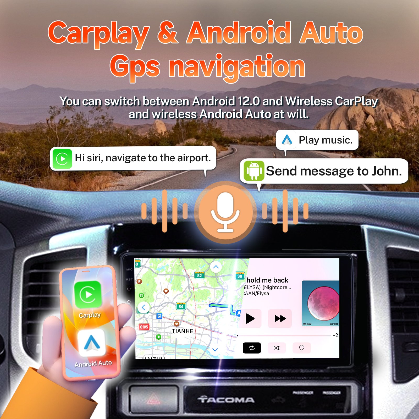 Toyota Tacoma Radio Manufacturer 4 Core 2+64g Android 13.0 Universal Car Radio 2005-2013 GPS Navigation Multimedia Player