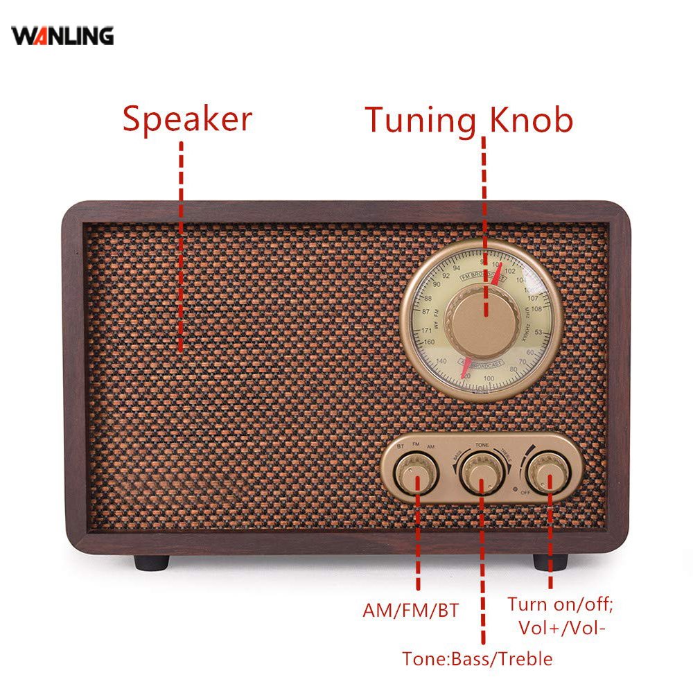 Vintage Retro Wood Radio AM FM Portable Radio With BT
