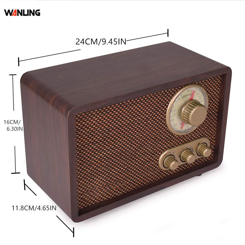 Vintage Retro Wood Radio AM FM Portable Radio With BT