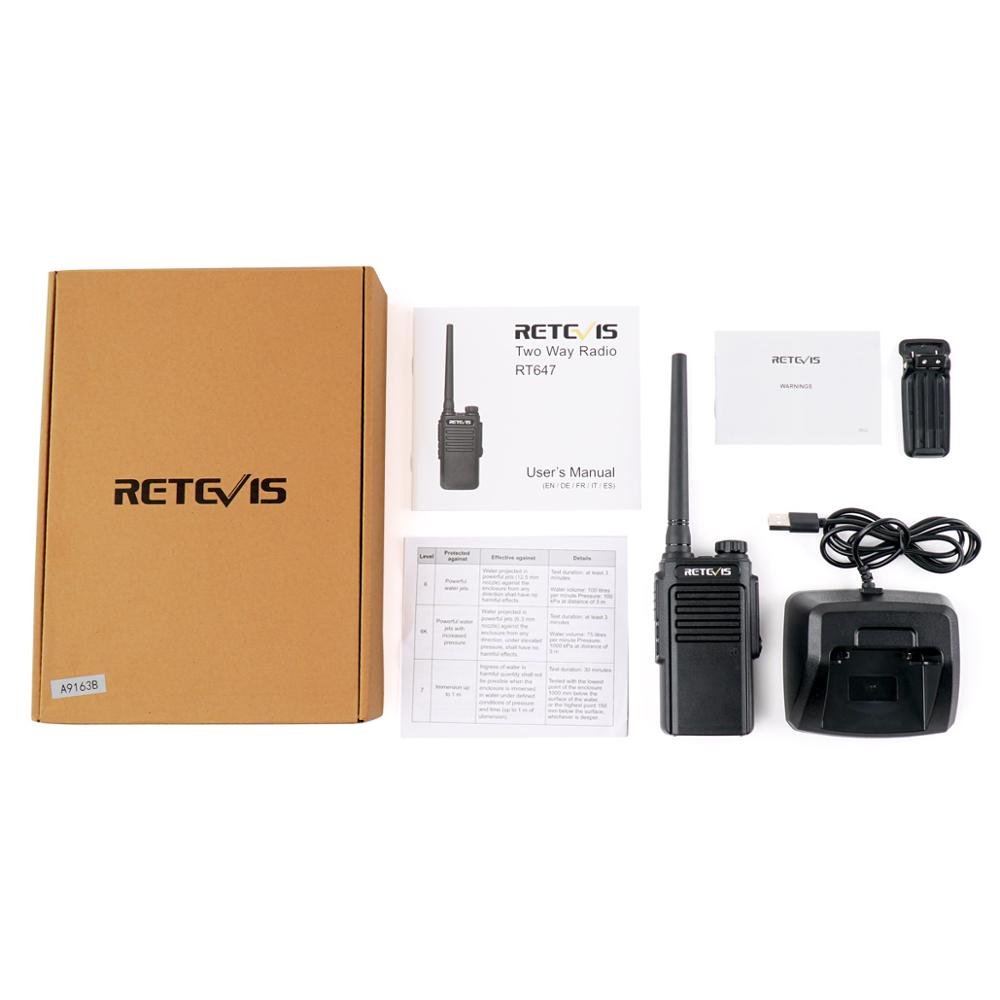 IP67 Waterproof Dustproof Walkie Talkie Retevis RT647 PMR446 License Free Hands Free Two Way Radio For Business Hotel Warehouse