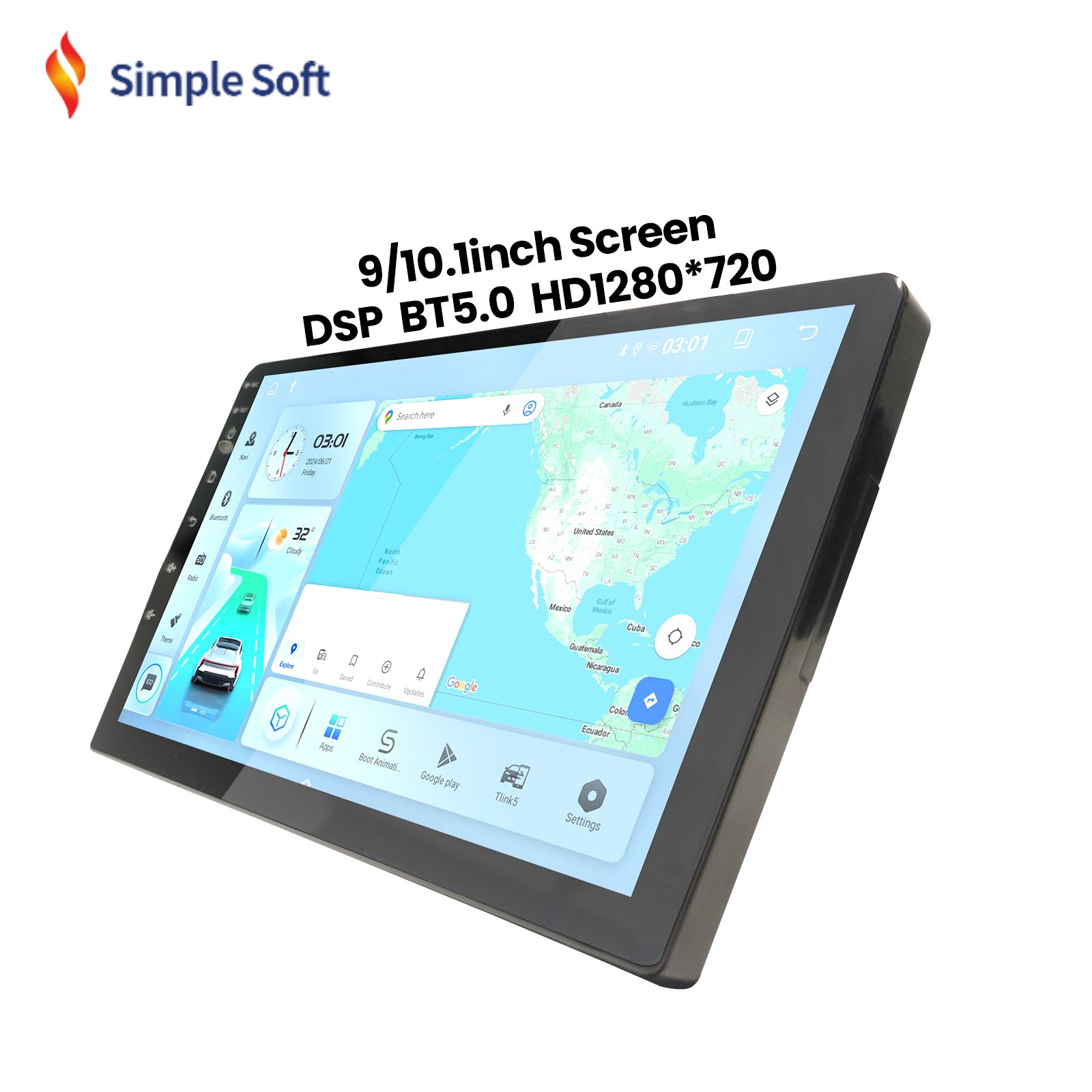 TS18 4+64G Android Car Radio Touch Screen GPS Navigation DVD Player Stereo Multimedia Wireless Car Player
