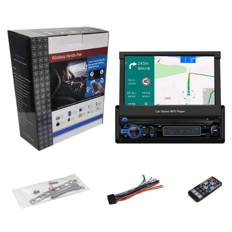 2024 Electric retractable screen car reversing aid dvd player with bluetooth MP3 radio 7 inch lcd stereo MP5 player for car