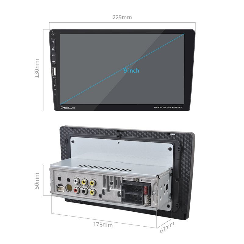 9016C 9'' 1din Universal MP5 Car Radio Stereo Player Carplay Android Auto Mirrorlink FM BT Rear View Double USB DVR SWRC Type C