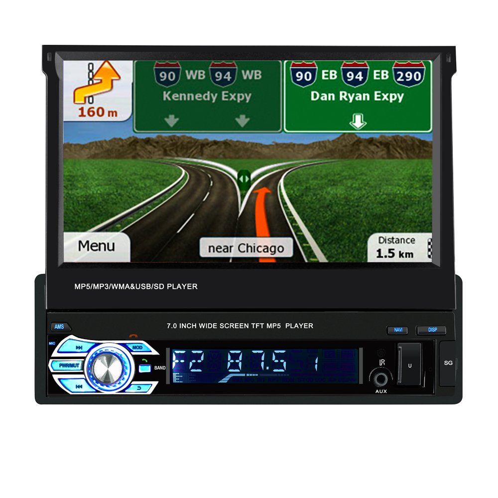 Hot Universal 7 Inch Electric Retractable Screen Car MP5 Player Radio with GPS Navigation 9601