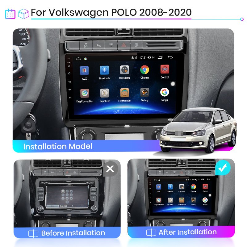 9" AI Voice Android Auto Car Radio With Screen For VW Volkswagen POLO sedan 2008-2020 Multimedia Carplay 4G GPS 2 Din dvd player