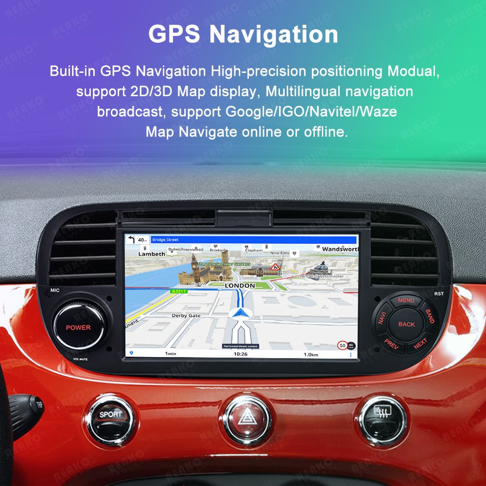 7" Android Car Stereo Radio Support Rear View Camera GPS Wifi Carplay Android Auto Player CarPlay For Fiat 500 2007-2015